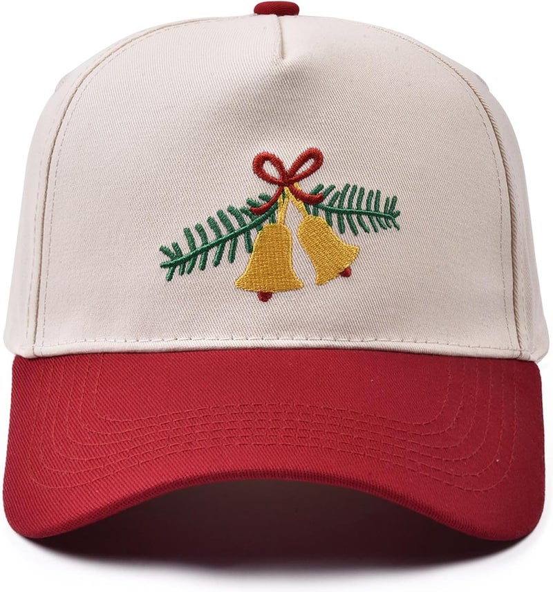 Erying Christmas Trucker Hat for Women Men Two Tone Vintage Embroidered Baseball Cap Funny Gift - Image 1